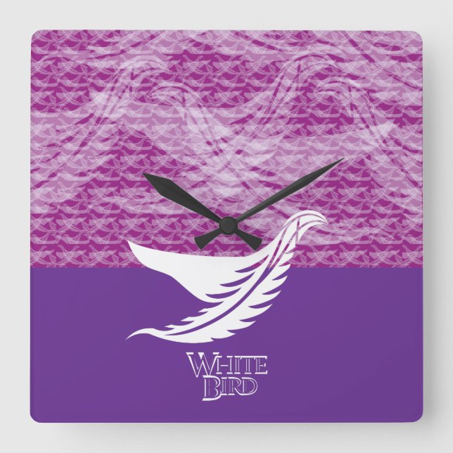 RELÓGIO QUADRADO LOVE WHITE BIRD BY MASANSER (Frente)