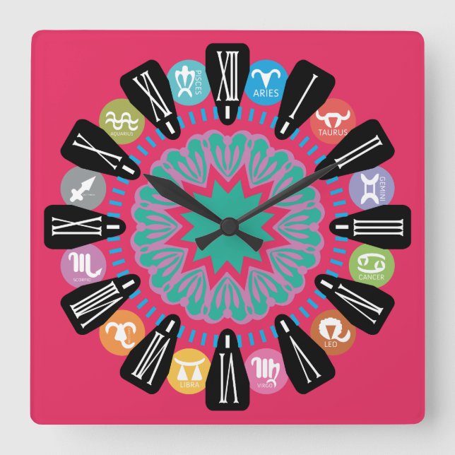 RELÓGIO QUADRADO LOVE ZODIAC CLASSIC HEART MASANSER LEX SALON EPOCA (Frente)