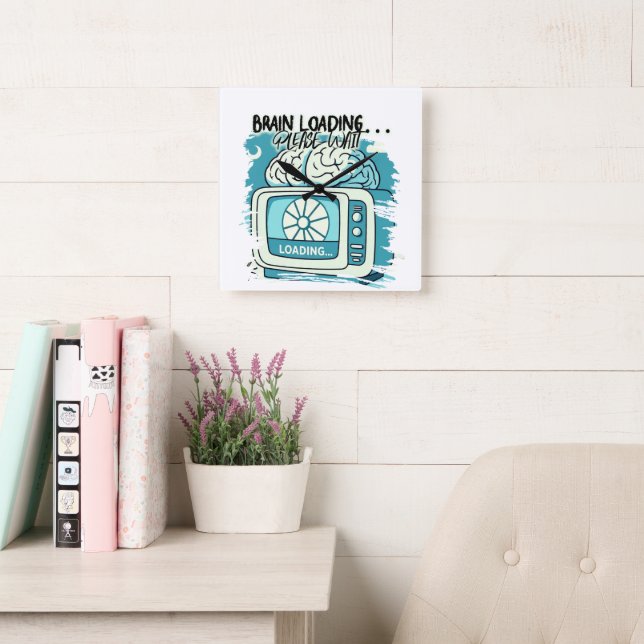 Relógio Quadrado lovely brainloading design (Sala de leitura)