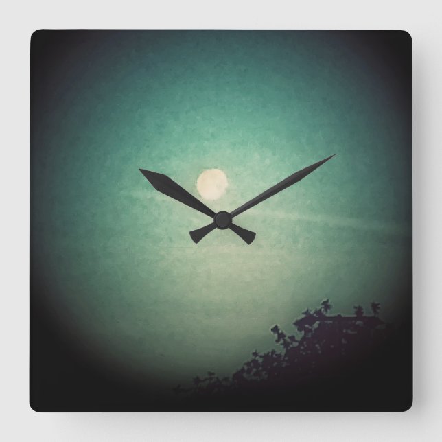 Relógio Quadrado Lua de Spotlit (Frente)