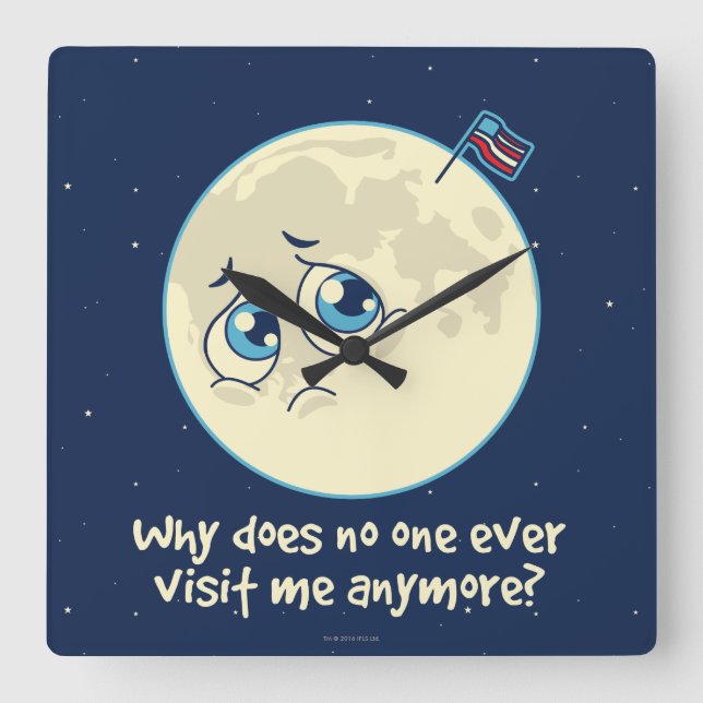 Relógio Quadrado Lua Triste (Frente)