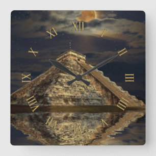 Relógio Quadrado Lugares famosos do templo de Chichen Itza - o