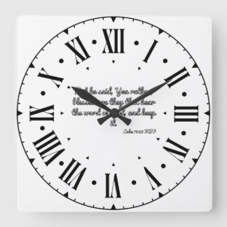 Relógio Quadrado Luke 11:28 Bíblia KJV Verse Black Roman Numeral