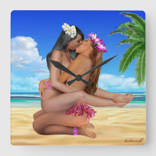 RELÓGIO QUADRADO LUTA DO BEIJO