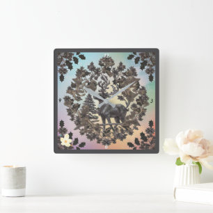 Relógio Quadrado "Luxo Ouro"