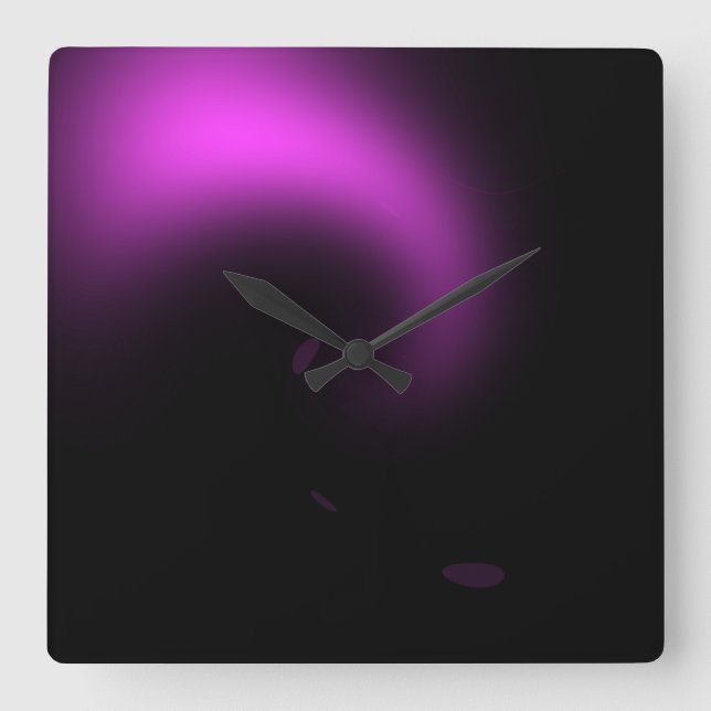 Relógio Quadrado Luzes de Redemoinho de Sol Roxo (Frente)