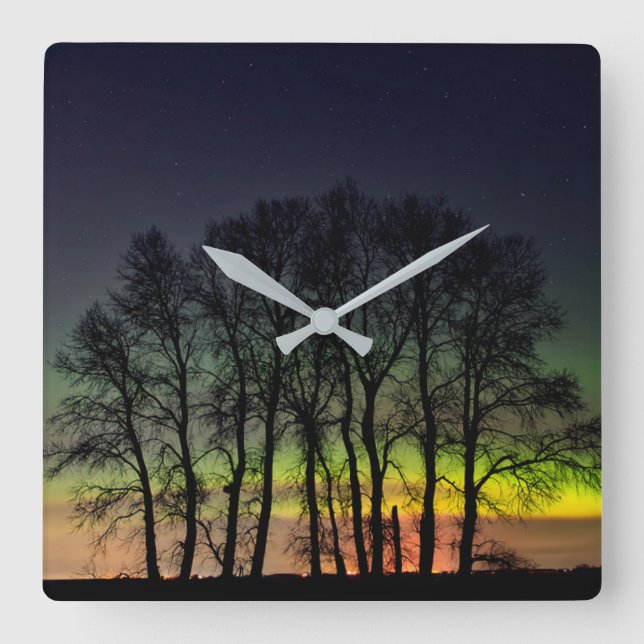 Relógio Quadrado Luzes do norte | Manitoba Canada Grande Pointe (Frente)