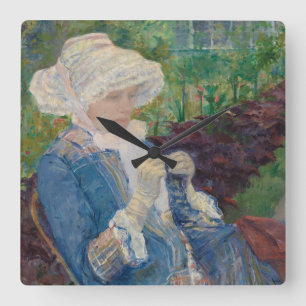 Relógio Quadrado Lydia que Crocheting no jardim em margoso