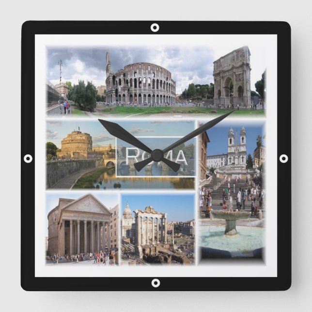 Relógio Quadrado LZO006 ROME, Mosaico, Lácio, Itália, (Frente)