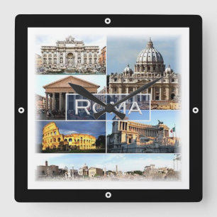 Relógio Quadrado LZO010 mosaico de ROME, Lácio, Itália,