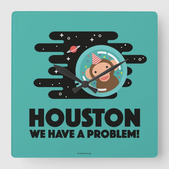 Relógio Quadrado Macaco do espaço (Frente)