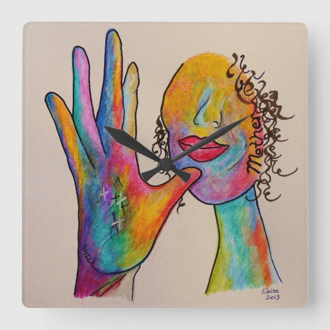 Relógio Quadrado Mãe do ASL (Frente)