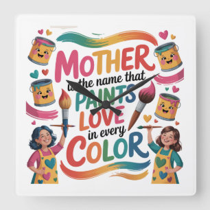Relógio Quadrado Mãe é o nome que pinta amor em todas as cores