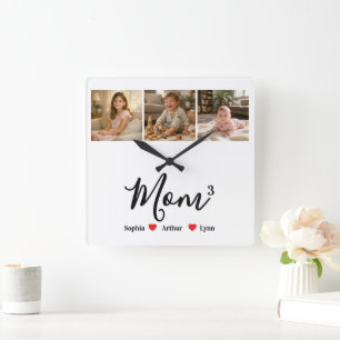 Relógio Quadrado Mãe Minimalista Moderna Lembrança Personalizada co