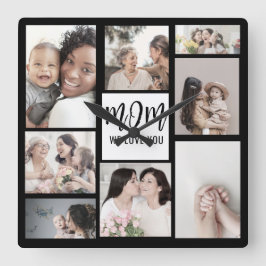 Relógio Quadrado Mãe, Nós Te Amo Foto Personalizada De Dia de as mã
