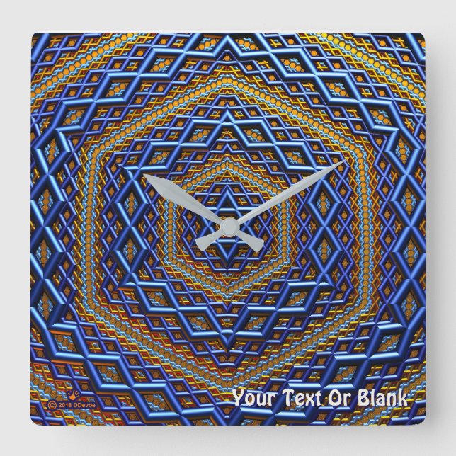 Relógio Quadrado Magen Metálico ornamentado David (Frente)