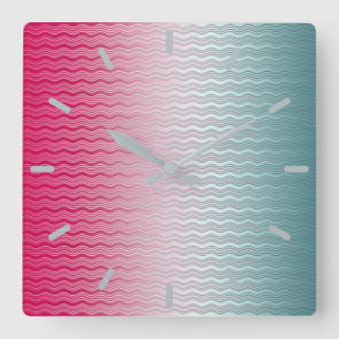 Relógio Quadrado Magenta e Teal