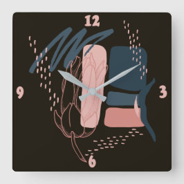 Relógio Quadrado Magnolia Pink Bloom Abstrato minimamente