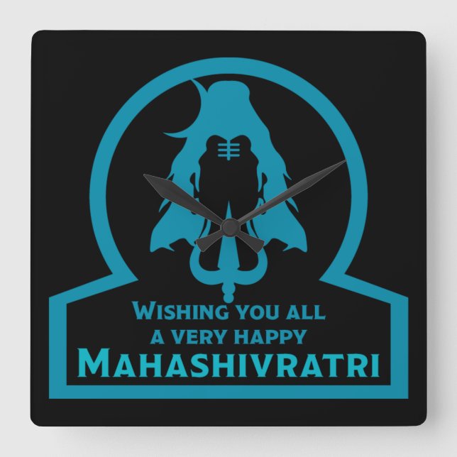 Relógio Quadrado Maha Shivratri - Feliz Maha Shivratri Co. Dois Ton (Frente)