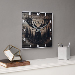 Relógio Quadrado Maiestosa Arte De Muro Com Fundo Da Natureza