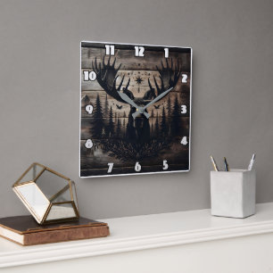 Relógio Quadrado Maiestosa Arte De Muro Com Fundo Da Natureza