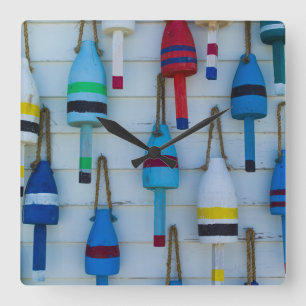 Relógio Quadrado Maine, Stonington, boias decorativas de lagosta