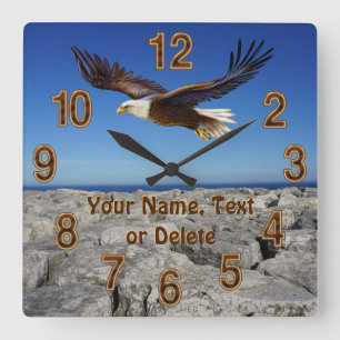 Relógio Quadrado Majestic Bald Eagle Wall Decor, Eagle Wall Clock
