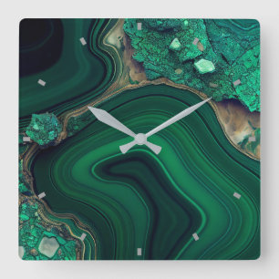 Relógio Quadrado Malachite Wall Clock