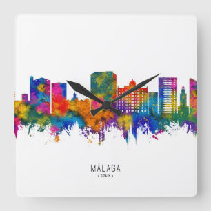 Relógio Quadrado Malaga Andalusia Skyline