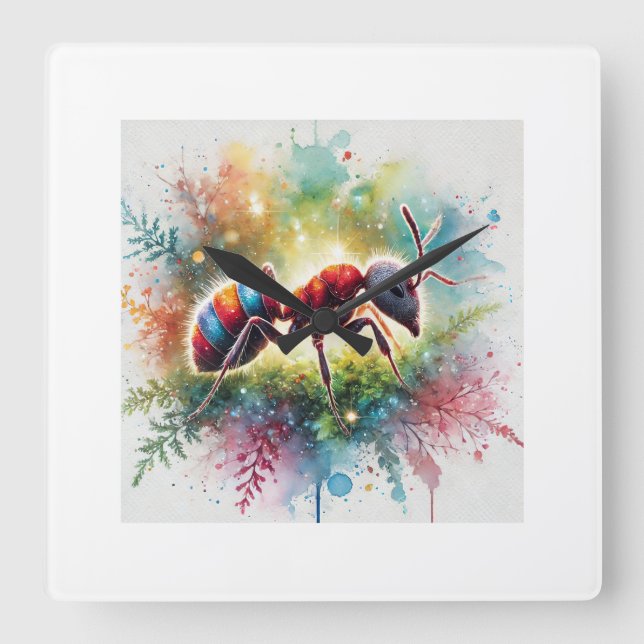 Relógio Quadrado Malaysian exploding ant 221024AREF132 - Watercolor (Frente)