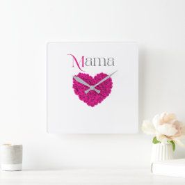 Relógio Quadrado Mama Floral Dia das Mães, Presente de Aniversário