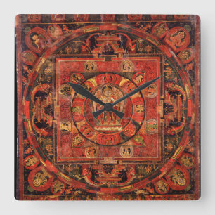 Relógio Quadrado Mandala budista da piedade