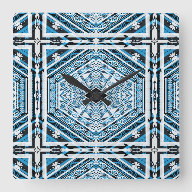 Relógio Quadrado Mandala Tribal Nouveau Wall Clock (Frente)