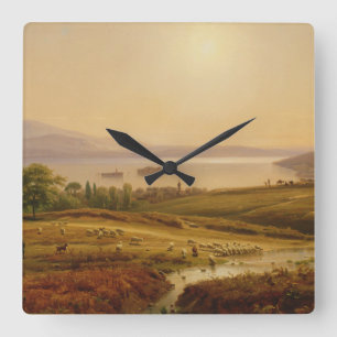 Relógio Quadrado Manhã no Lago Maggiore