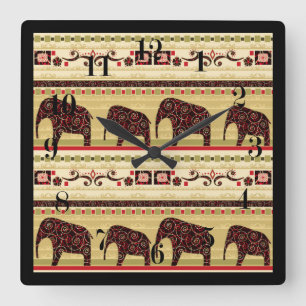 Relógio Quadrado manta de retalhos africana