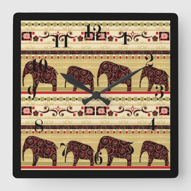 Relógio Quadrado manta de retalhos africana (Frente)