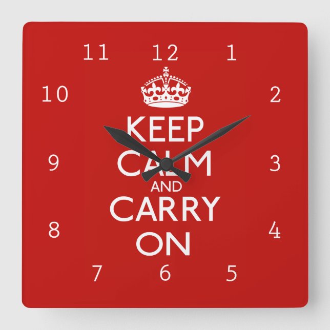 Relógio Quadrado Mantenha-se calma e continue ligado (Frente)