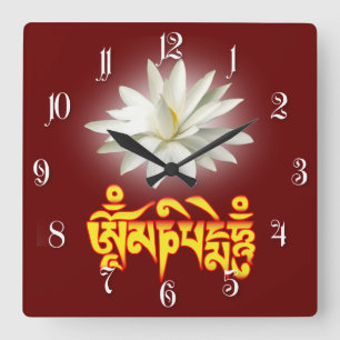 Relógio Quadrado mantra Om mani padme hum