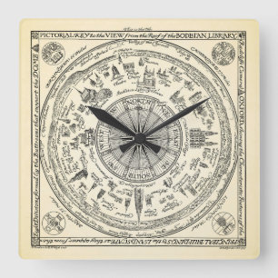 Relógio Quadrado Mapa da opinião de Oxford da biblioteca de