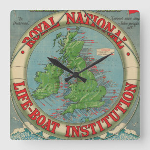 Relógio Quadrado Mapa das ilhas britânicas - carta do barco