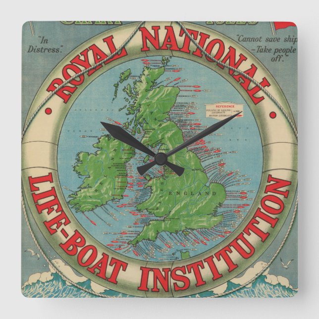 Relógio Quadrado Mapa das ilhas britânicas - carta do barco (Frente)
