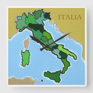 Relógio Quadrado Mapa de Italia