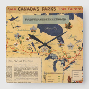 Relógio Quadrado Mapa de parques de Canadá - de Canadá