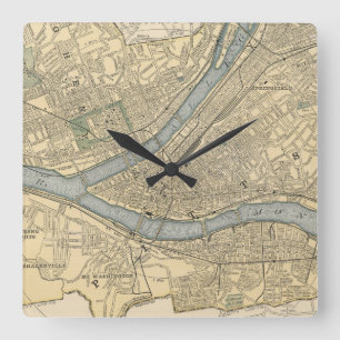 Relógio Quadrado Mapa do vintage de PA de Pittsburgh (1891)