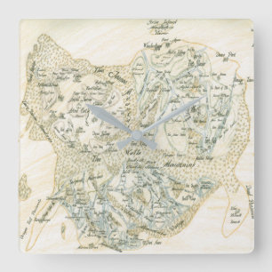 Relógio Quadrado Mapa etiquetado de Trino