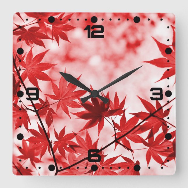 Relógio Quadrado Maple deixa paisagem Design-21355 (Frente)