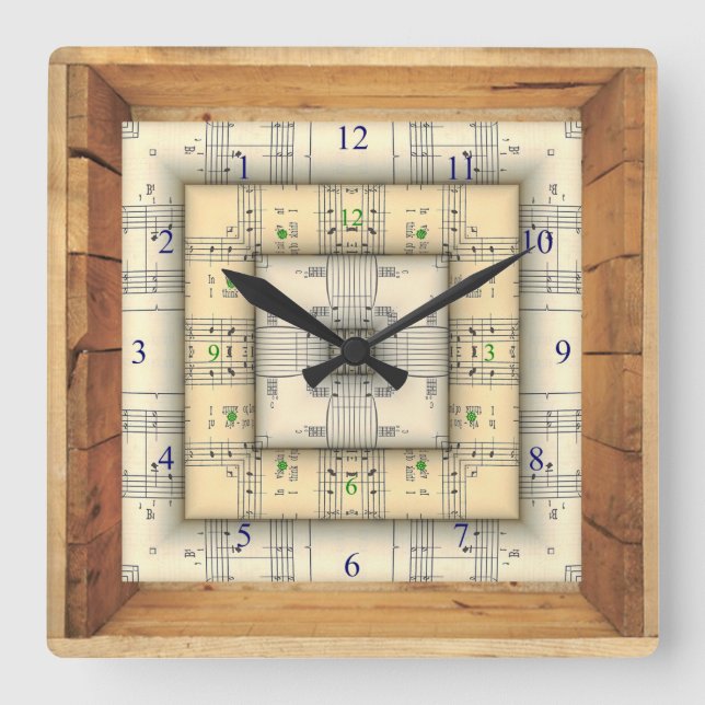 Relógio Quadrado Máquina de Tempo de Quadro da Caixa de Forma ~ Enc (Frente)