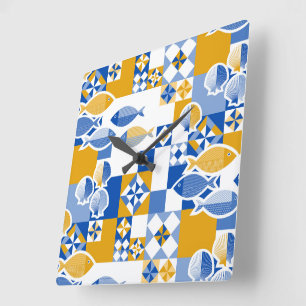 Relógio Quadrado Mar e azulejos