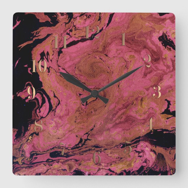 Relógio Quadrado Marble, aquarela (Frente)