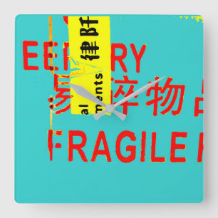 Relógio Quadrado Marcas FRÁGIIS - Caracteres Asiáticos LEGAL